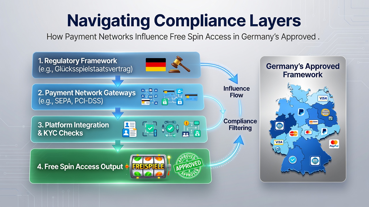 Illustration von Free-Spin-Filtern und Zahlungsprozessen in deutschen Online-Casinos