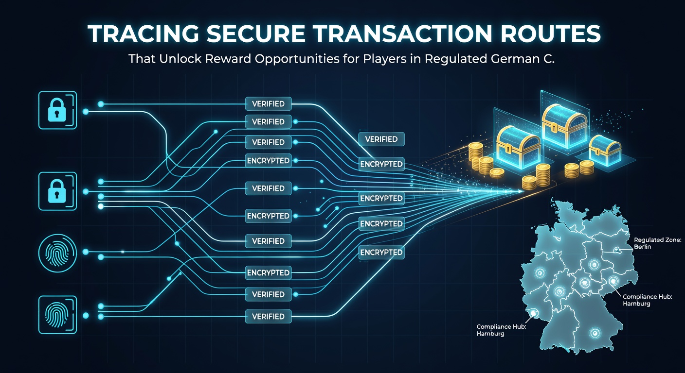 Illustration von Transaktionsrouten mit Fokus auf Belohnungsfreischaltung in deutschen Online-Casinos